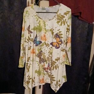 Floral Butterfly Long Sleeve Top